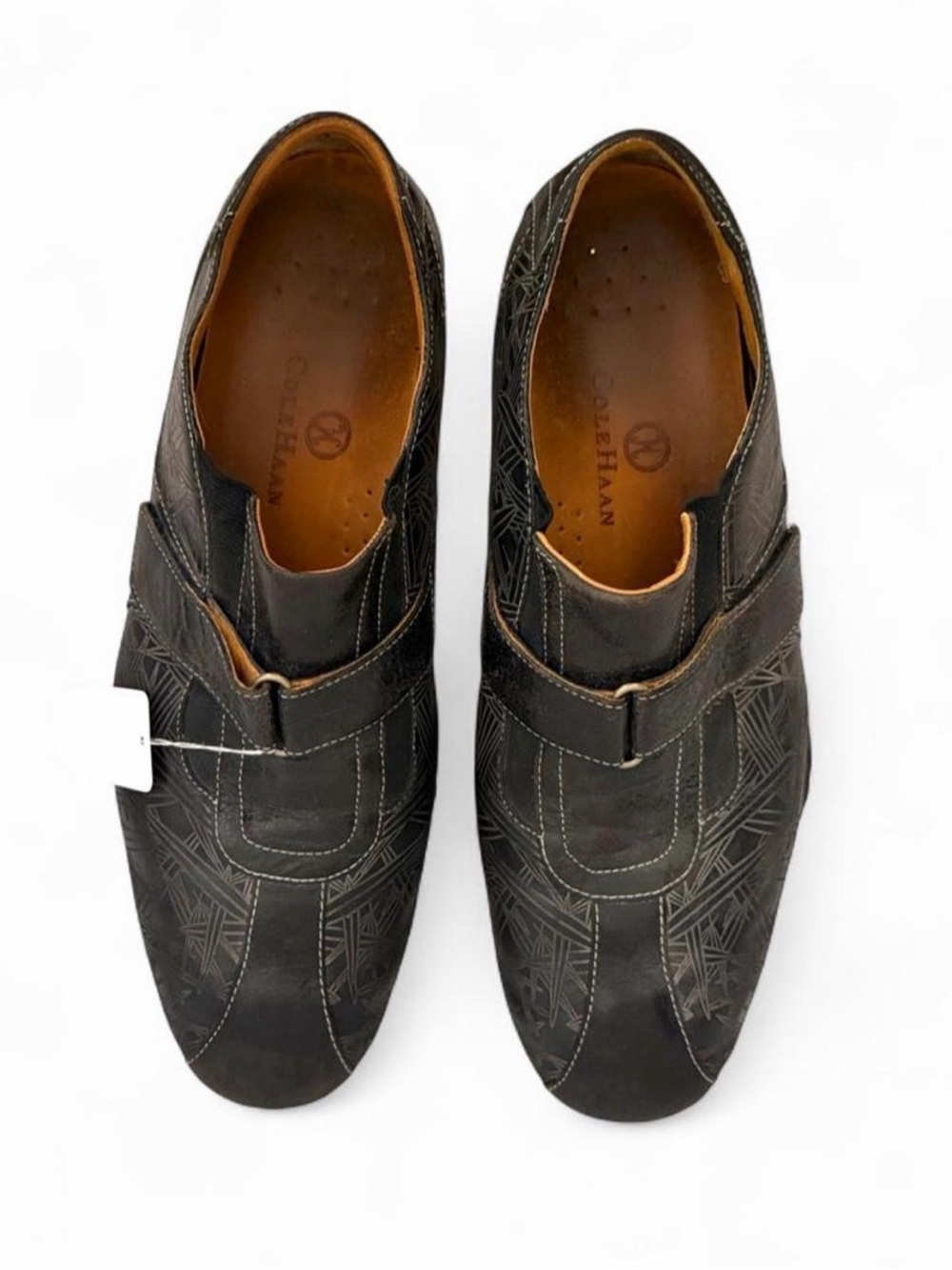 Vintage Men’s Cole Haan Nike Air Estadio Black Geometric-Pattern Loafers 11.5